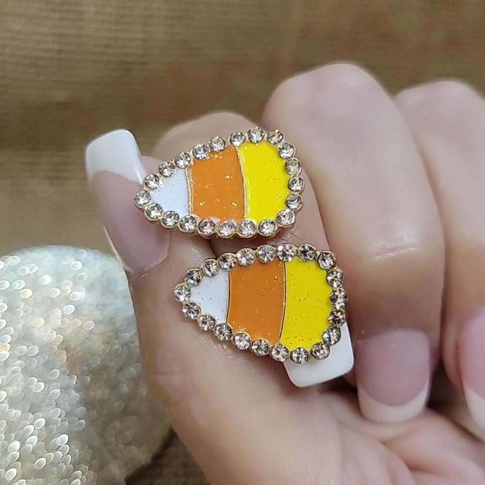 CANDY CORN SPARKLE EARRINGS - Picture 3 of 6
